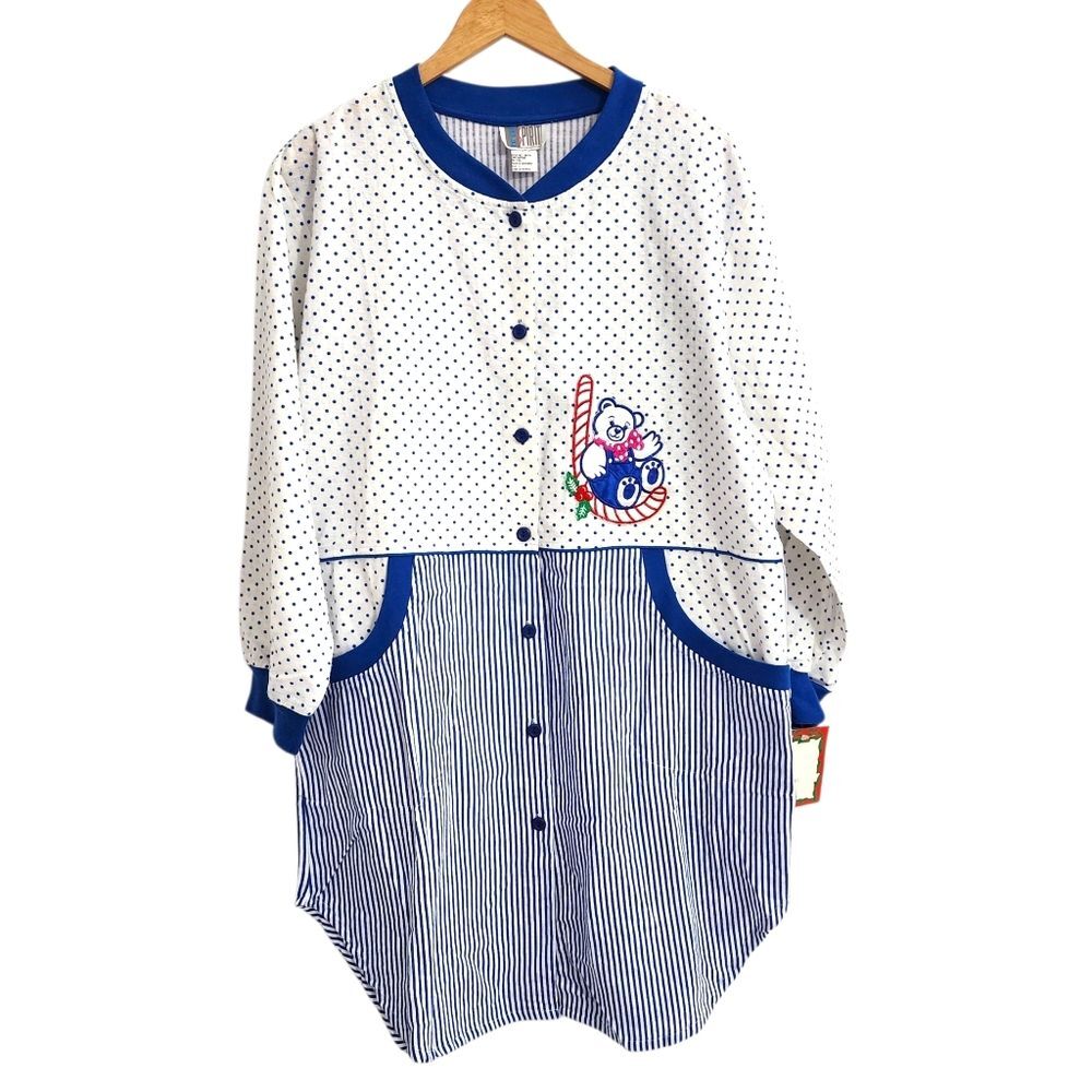 Bold Spirit Christmas Pajama Sleepshirt NWT Large Cotton Nightgown Polka Dot